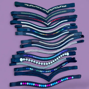 Bandes de front en cuir et cristal avec cuir véritable et cristaux naturels pour chevaux, en vente par les exportateurs - Product Image 1