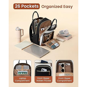 <span class=keywords><strong>Zaino</strong></span> <span class=keywords><strong>per</strong></span> <span class=keywords><strong>Laptop</strong></span> da <span class=keywords><strong>Donna</strong></span>, Antifurto, da Viaggio e Lavoro, con Porta USB, Impermeabile, Chiusura a Cerniera, Beige-Nero-Marrone - Product Image 6