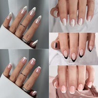 BTArtbox Faux Ongles 3D Faits Main à Coller en Gros, Gel Souple de Luxe, French Manucure Personnalisée, Lot de 30 Ongles à Coller en Gros