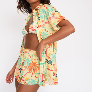 Nhãn hiệu riêng ba mảnh thong Bikini thiết lập thăng hoa in thiết kế đồ bơi áo tắm beachwear Micro mini Bikini với áo sơ mi - Product Image 4