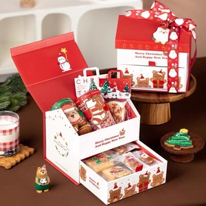 Scatola a Forma di <span class=keywords><strong>Casa</strong></span> con Coperchio Ribaltabile a Due Livelli per Biscotti, Caramelle e Snack - Edizione Natalizia - Product Image 1