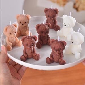 Vela de Osito de Peluche de Dibujos Animados Hecha a Mano para Decoración del Hogar, Velas Aromáticas de Animales Lindos al por Mayor para Regalos de Baby Shower, Fiestas de Cumpleaños - Product Image 1