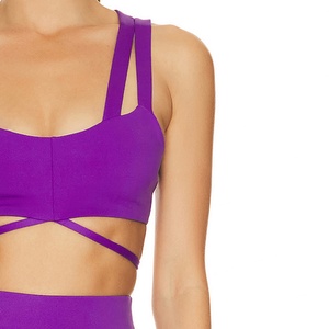 Ensemble de yoga sexy pour femme 2023 : soutien-gorge dos croisé et leggings taille haute moulants en Spandex et Polyester imprimé avec fermeture élastique à la taille - Product Image 3