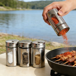 Stainless Steel Spice Jars With Airtight Lids For Kitchen And Camping Use - Product Image 3