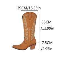 CHENO 2026 Nouvelle Collection Automne Hiver – Bottes Western Vintage en Daim Brodé Montantes pour Femme, Style Cowboy/Cowgirl – Nouvelle Marque