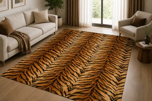Tapis décoratif effet peau de tigre, tapis imprimé animal, tapis imitation peau de tigre pour salon, chambre, bureau, décoration de maison de luxe - Product Image 5