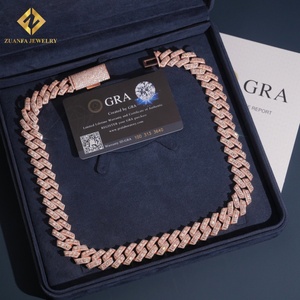 New Fashion Jewelry 15mm 16mm Chain Solid 925 Sterling Silver Iced Out Necklace VVS Moissanite Cuban Link Chain GRA Certificate - Product Image 3