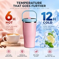 Gobelet isotherme à double paroi en acier inoxydable de 20 oz, sans BPA, avec paille, style américain, personnalisable, coffret cadeau pour les voyages en voiture