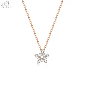 Hot Sale Fine Jewelry18K Massiv gold Real Natural Diamond Star Design Anhänger Halskette Schmuck für Mädchen