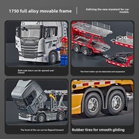 Modèle de camion en alliage moulé sous pression 1:50 avec son et lumière, remorque conteneur à inertie, jouet de construction