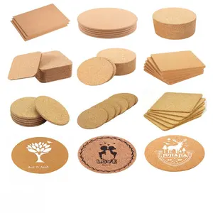 Wholesale Custom Designs Package Round Absorbent Printing Blank Cork Coaster Cork Wood Drink Coasters Tea Coffee Cup Mat