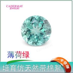 Cadermay Loose Synthetic Emerald Gemstone Round Light Green For Jewelry Making - Product Image 4