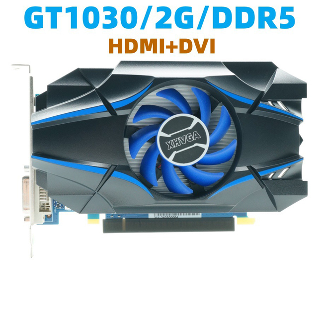New GT1030 2GB DDR5 Fan-Cooled Discrete Graphics Card for Desktop Gaming
