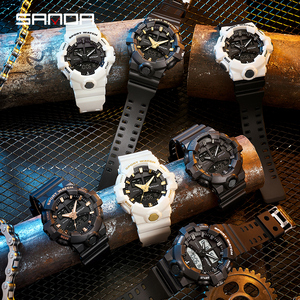 นาฬิกาข้อมือดิจิตอลผู้ชาย SANDA 3130 ราคาประหยัด ดีไซน์ล้ำสมัย สายยาง กันน้ำ โครโนกราฟ จอแสดงผลคู่ นาฬิกาข้อมือลำลอง - Product Image 6