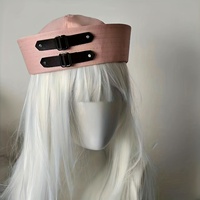 Chapeau de marin noir en gros avec double boucle et logo personnalisé – Idéal pour les fêtes punk, gothiques et d'Halloween