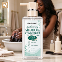 Radistusn OEM 300ml Shampooing et après-shampoing synthétiques 2 en 1, antistatique, démêlant, nettoyant sans sulfate pour cheveux synthétiques