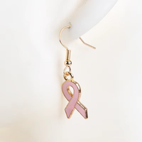 Boucles d'oreilles pendantes tendance en alliage de zinc pour femme, motif ruban rose, sensibilisation au cancer du sein, bijoux fantaisie pour mariage et fête