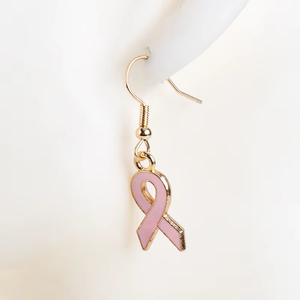 Pendientes de Moda para Mujer, Regalos para Bodas y Fiestas, Pendientes de Aleación de Zinc con Lazo Rosa, Conciencia sobre el Cáncer de Mama - Product Image 3