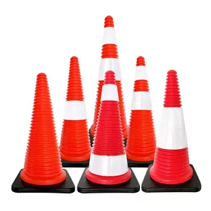 retractable road divider cone triangle cone for cars collapse orange cone on the road