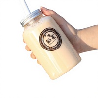Bouteille jetable en plastique PET transparent imprimée UV pour thé au lait, 420ml/500ml/600ml, type bouteille ronde, pour emballage de nectar de saule
