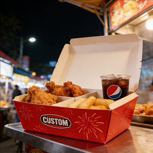 Takeaway Fast Food Greaseproof 3 Compartment Disposable Food Container Paper <b>Packaging</b> Box with Logo Eco Friendly OEM ODM - Product Image 2