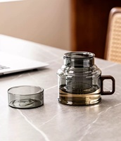Bouilloire à thé en verre créative résistant à la chaleur anti-déflagrant Portable 400ml Pot séparateur d'eau à thé filtré avec manche en bois