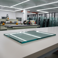 Plateau de table rond en verre trempé transparent avec bords polis de 1/4 de pouce d'épaisseur pour salle à manger, table basse ou bureau