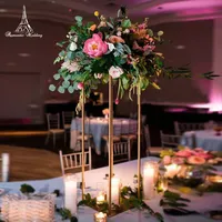 חדש סגנון חתונה מתכת זהב ושחור וכסף ולבן צבע פרח אגרטל עמודת Stand עבור חתונה מרכזי קישוט