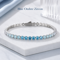 Bracelet tennis en acier inoxydable PVD zircon bleu dégradé pour marques de bijoux indépendantes