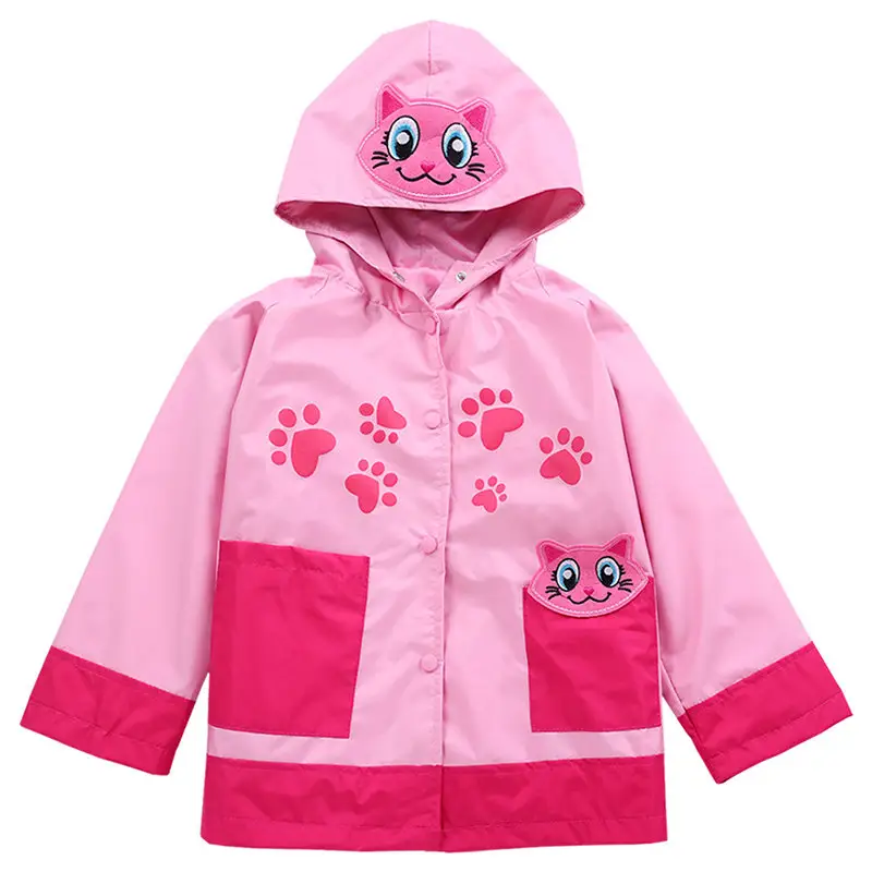 2020 Bangladesh factory price OEM fashion girls Waterproof Animal Print Trench Coat Girls Windbreaker Jacket Raincoat for Girls