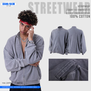 Sudadera de hombre vintage 100% algodón batik con cremallera YKK, cuello alto, técnica de lavado pesado, informal para invierno, digital - Product Image 5