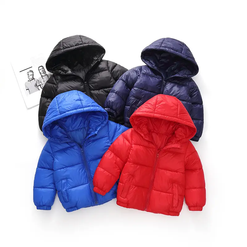 2024 neu herbst und winter kinderjacke jungen und mädchen kinderkleidung mit kapuze einfarbig baumwollgefütterter mantel