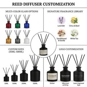 Luxury Monochrome Glass <b>Reed</b> <b>Diffuser</b> Set For Modern Home Decor Wholesale Private Label Premium Enjoy The Wonder Within Set - Product Image 2