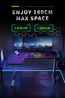 Bureau d'angle en L AOR L1, vente en gros d'usine, nouveau bureau de jeu PC RGB en métal et bois