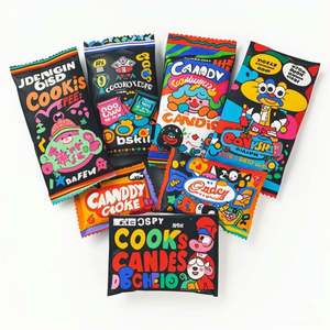 Custom Glossy Printed Stand-Up Pouch Aluminum Foil Mylar Packaging Three-Sided Seal for Edible Candy Gummies Cali Shrink Socks - Product Image 3