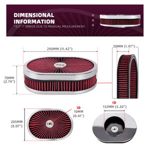 12 "x <span class=keywords><strong>2</strong></span>" gruppo filtro filtro ovale ad alto flusso 5 1/8 "collo Carb W/coperchio Flow-Thru per GMC Chevy Ford Chryler Dodge - Product Image 6