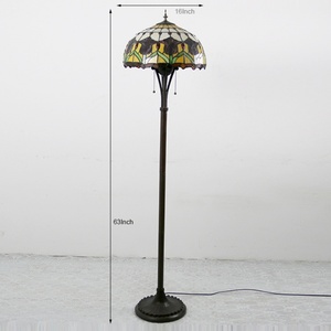 LongHuiJing 16-Inch Handmade Tiffany Style Traditional LED E27/E26 Flower Stained Glass Multicolored Adjustable Floor Lamp - Product Image 5