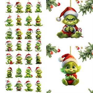 Adorno Navideño de Acrílico Plano con Diseño de Bebé <span class=keywords><strong>Grinch</strong></span>, Decoración para Árbol de Navidad, Estilo Moderno y Minimalista - Product Image 2