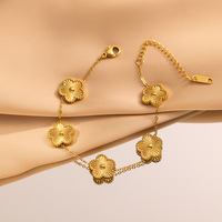 Nuevo diseño de metal ciruela láser cinco hojas flor planta pulsera Acero inoxidable impermeable alta calidad trébol de mujer