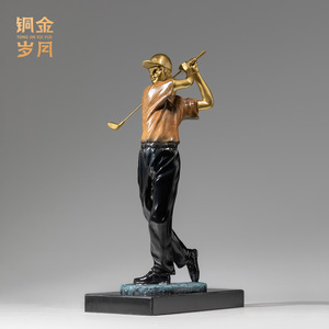 Figura de jugador de golf en bronce, cobre y oro, escultura artística hecha a mano para decoración de sala de estar - Product Image 2
