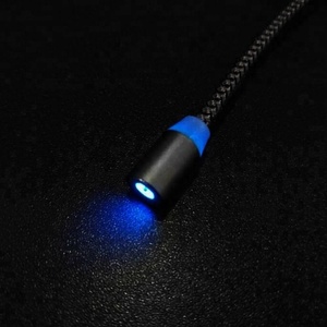 Vente en gros de câbles de charge magnétique lumineux en nylon USB 1m 2m 3m 2 3 en 1 pour <span class=keywords><strong>iPhone</strong></span>, câble de charge de téléphone portable - Product Image 4