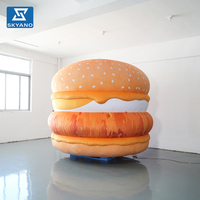 Modèle de hamburger gonflable floqué personnalisé pour la publicité et la décoration d'activités en plein air