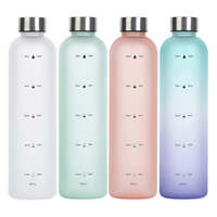 Bouteille d'eau de sport JSTAR 32oz 1000ml en Tritan, dégradé givré, écologique, durable, sans BPA, avec marqueur de temps, anti-fuite, pour l'extérieur