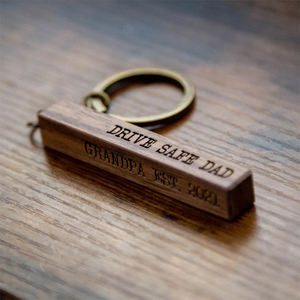 Porte-clés 4 faces en bois avec Code | Chanson, liste <span class=keywords><strong>de</strong></span> lecture, artiste ou Album - Product Image 1