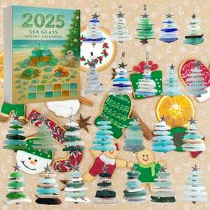 Calendrier de l'Avent créatif de Noël en forme de boîte mystère avec arbre en verre marin, écureuil suspendu, logo, boîte colorée - Product Image 3
