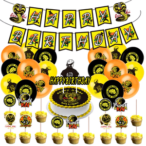 Set Decorazioni per Festa a Tema <span class=keywords><strong>Cobra</strong></span> <span class=keywords><strong>Kai</strong></span> con Striscione, Palloncini in Lattice, Topper per Cupcake, Articoli per Feste <span class=keywords><strong>di</strong></span> Compleanno e Film per Bambini - Product Image 1