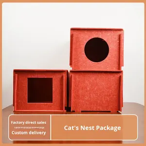 2026 Nieuwe Vierkante Vilt Opbergbox Hond Kat Winter Warm Huisdierenbed - Product Image 2