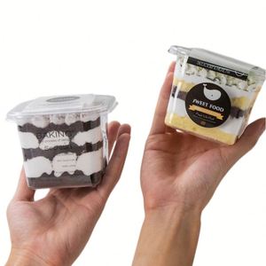 Gobelets transparents carrés en gros pour desserts, gelées, poudings, yaourts, mousses aux fruits – Coupes à parfait en plastique transparent avec couvercle - Product Image 3
