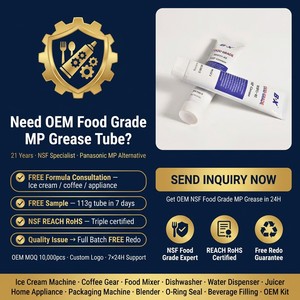 Graisse alimentaire MP de qualité NSF, tube de 113g, NLGI 2, point de fusion 200°C, alternative pour <span class=keywords><strong>machine</strong></span> <span class=keywords><strong>à</strong></span> crème glacée, engrenage de <span class=keywords><strong>machine</strong></span> <span class=keywords><strong>à</strong></span> café, mélangeur alimentaire, REACH, RoHS - Product Image 6