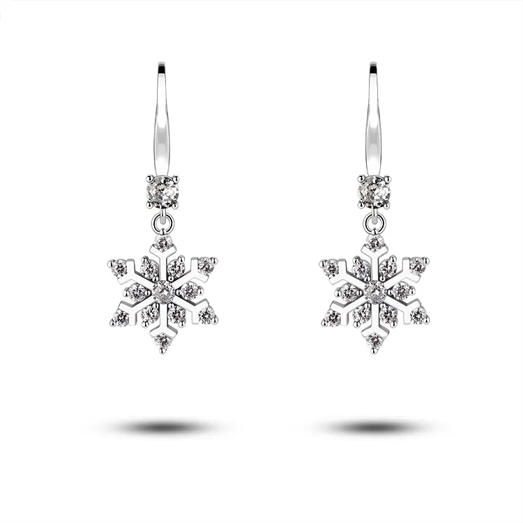 Luxury Flower Dangle S925 Sterling Silver Earrings Cubic Zirconia Gemstone Drop Earrings For Women